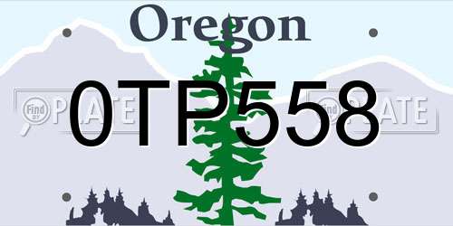 0TP558 Oregon License Plate
