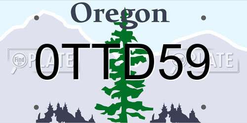 0TTD59 Oregon License Plate