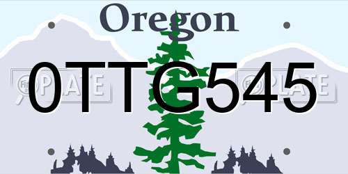 0TTG545 Oregon License Plate