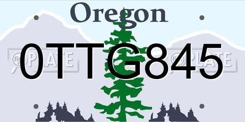 0TTG845 Oregon License Plate