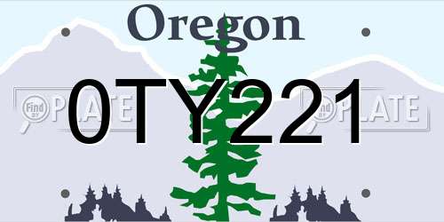 0TY221 Oregon License Plate