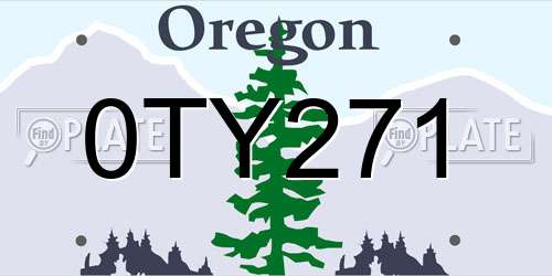 0TY271 Oregon License Plate