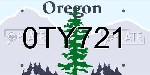 0TY721 Oregon License Plate