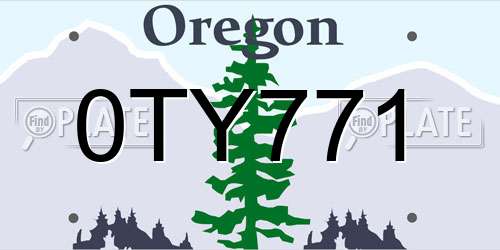 0TY771 Oregon License Plate