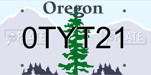 0TYT21 Oregon License Plate