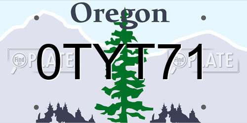 0TYT71 Oregon License Plate