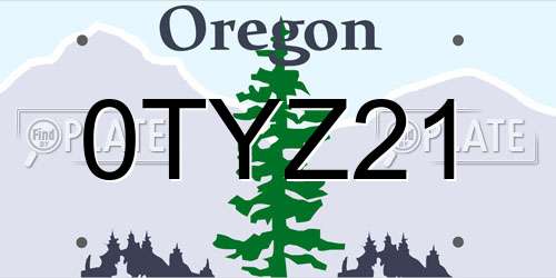 0TYZ21 Oregon License Plate