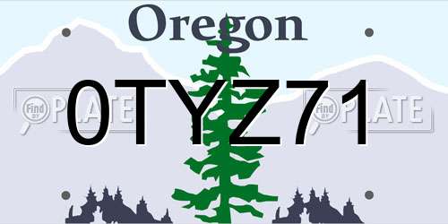 0TYZ71 Oregon License Plate