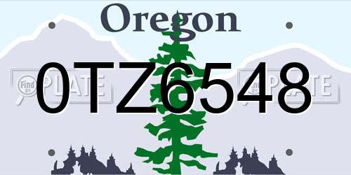 0TZ6548 Oregon License Plate