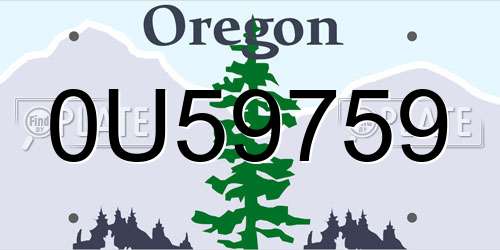 0U59759 Oregon License Plate