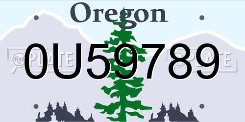 0U59789 Oregon License Plate