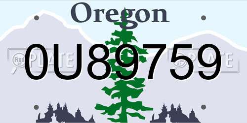 0U89759 Oregon License Plate