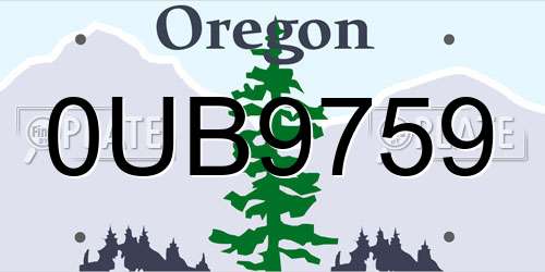 0UB9759 Oregon License Plate