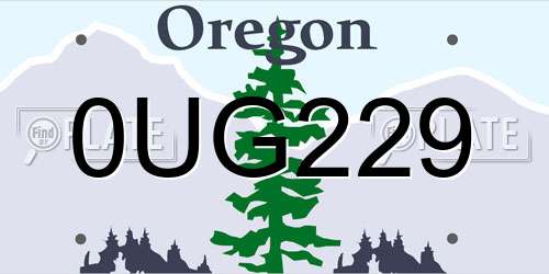 0UG229 Oregon License Plate