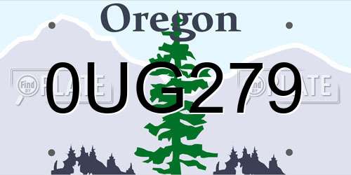 0UG279 Oregon License Plate