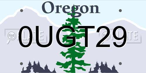 0UGT29 Oregon License Plate
