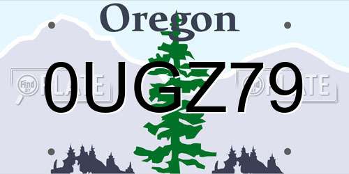 0UGZ79 Oregon License Plate