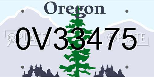 0V33475 Oregon License Plate