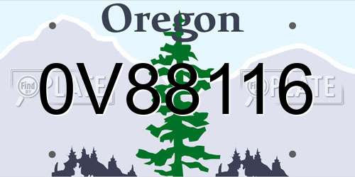 0V88116 Oregon License Plate