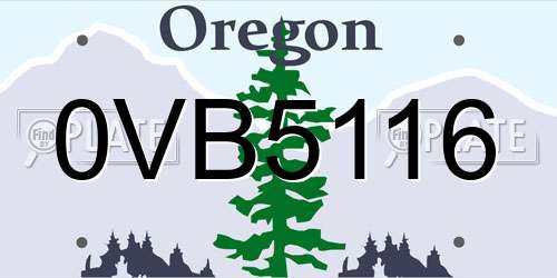 0VB5116 Oregon License Plate