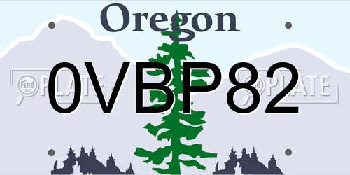 0VBP82 Oregon License Plate