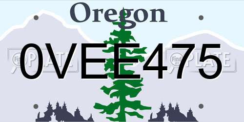 0VEE475 Oregon License Plate
