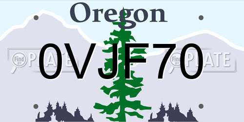 0VJF70 Oregon License Plate