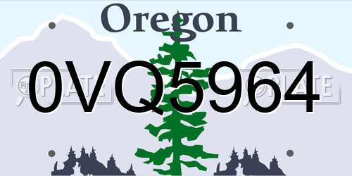 0VQ5964 Oregon License Plate