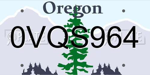 0VQS964 Oregon License Plate