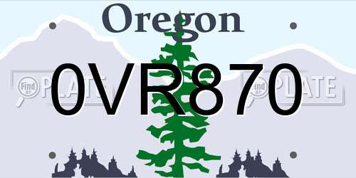 0VR870 Oregon License Plate