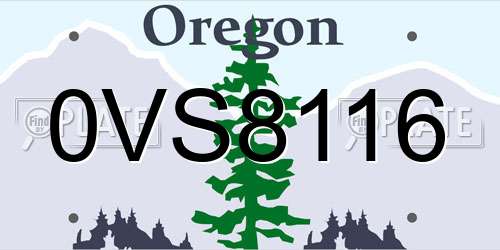 0VS8116 Oregon License Plate