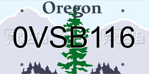 0VSB116 Oregon License Plate
