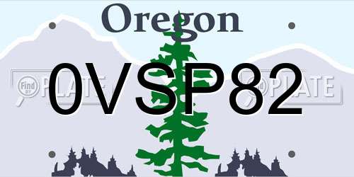 0VSP82 Oregon License Plate