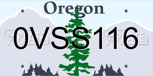 0VSS116 Oregon License Plate