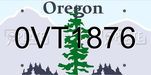 0VT1876 Oregon License Plate