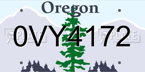 0VY4172 Oregon License Plate