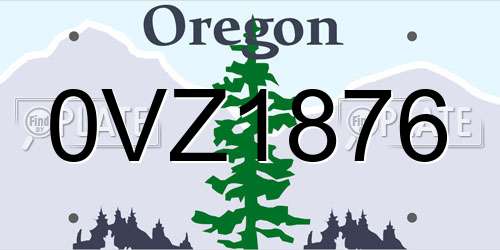 0VZ1876 Oregon License Plate