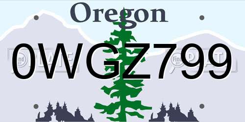 0WGZ799 Oregon License Plate