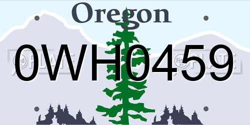 0WH0459 Oregon License Plate