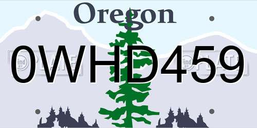0WHD459 Oregon License Plate