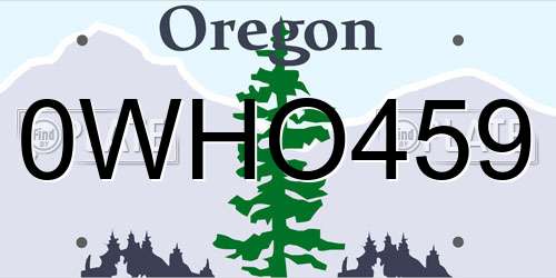 0WHO459 Oregon License Plate
