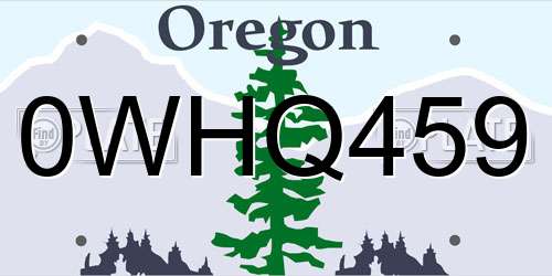 0WHQ459 Oregon License Plate