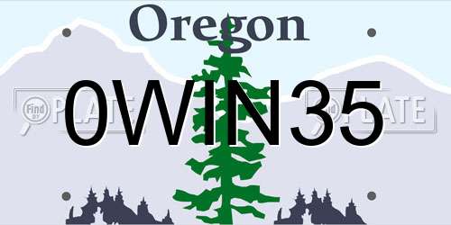 0WIN35 Oregon License Plate