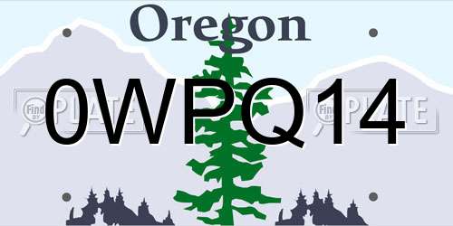 0WPQ14 Oregon License Plate