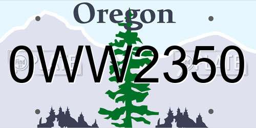 0WW2350 Oregon License Plate