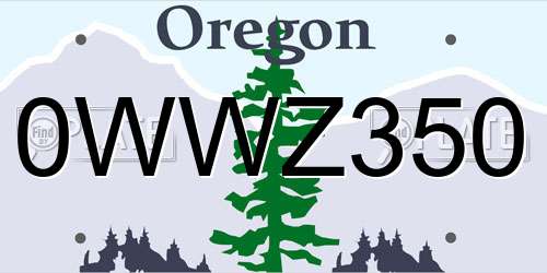 0WWZ350 Oregon License Plate
