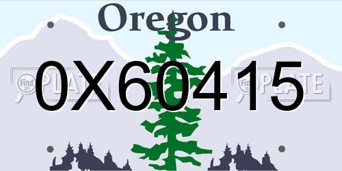 0X60415 Oregon License Plate