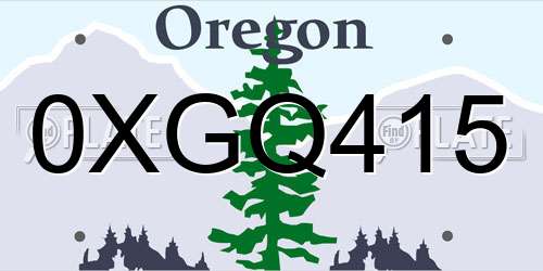 0XGQ415 Oregon License Plate