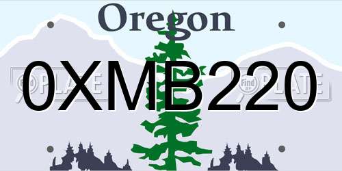 0XMB220 Oregon License Plate