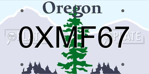 0XMF67 Oregon License Plate